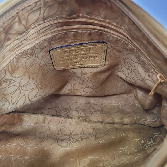 Vintage Fossil Long Live 1954 Women's Yellow Leather Strap Shoulder Bag - Picture 8 of 12